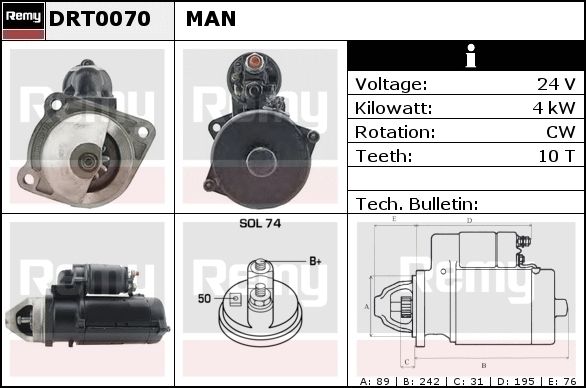 DELCO REMY Стартер DRT0290N